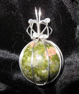 P-36 Unakite sphere wrapped in sterling silver $35.jpg